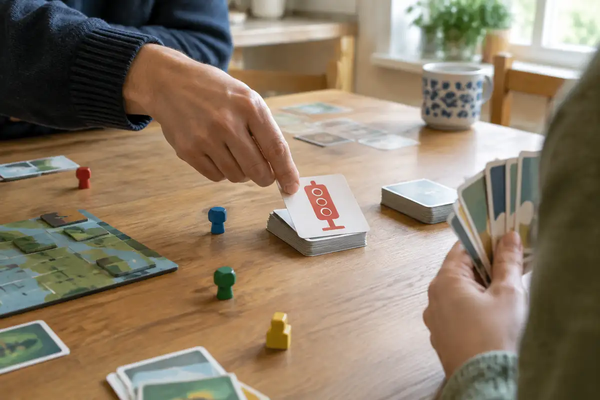 Main posant une carte d'attaque Feu rouge sur la pile d'un adversaire