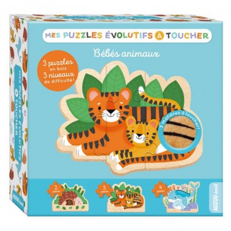 MES PUZZLES ÉVOLUTIFS À TOUCHER - BEBES ANIMAUX 